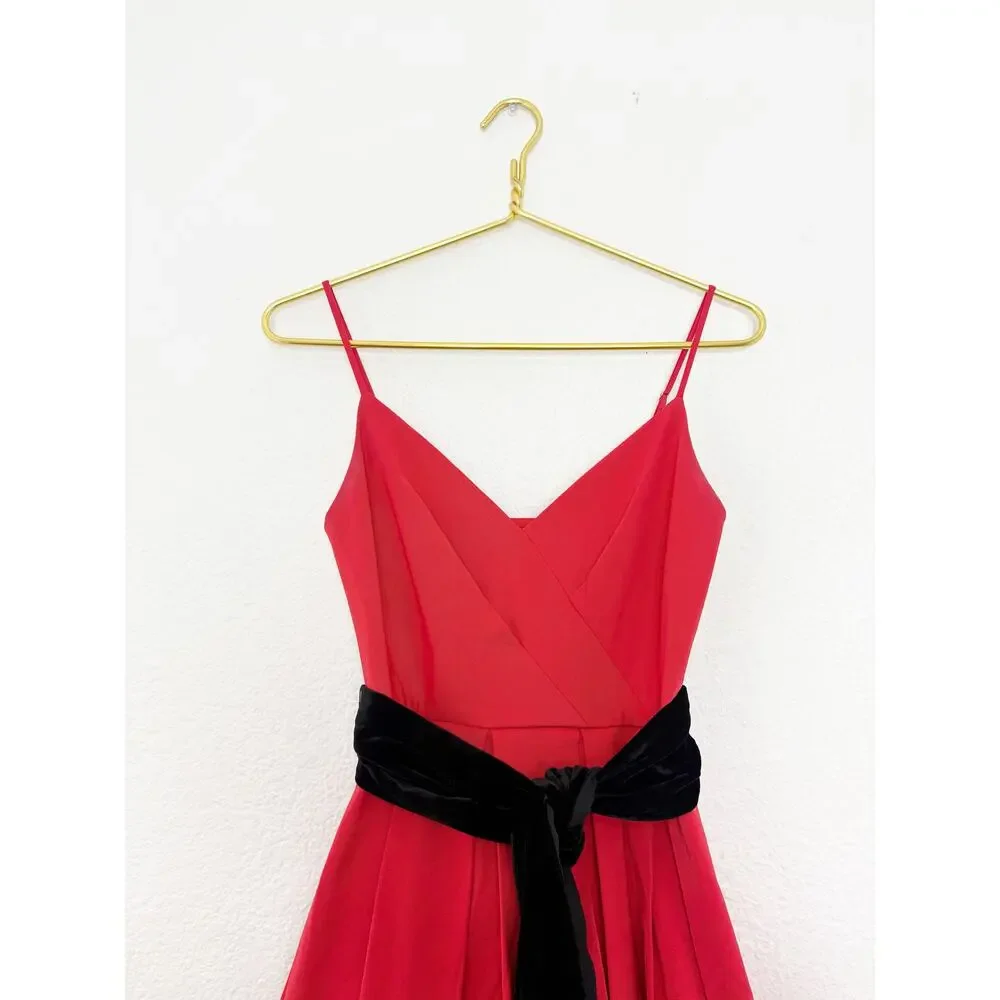 J. crew Red Aline Pleated Cocktail Dress Size 00 Vday Cocktail Wedding